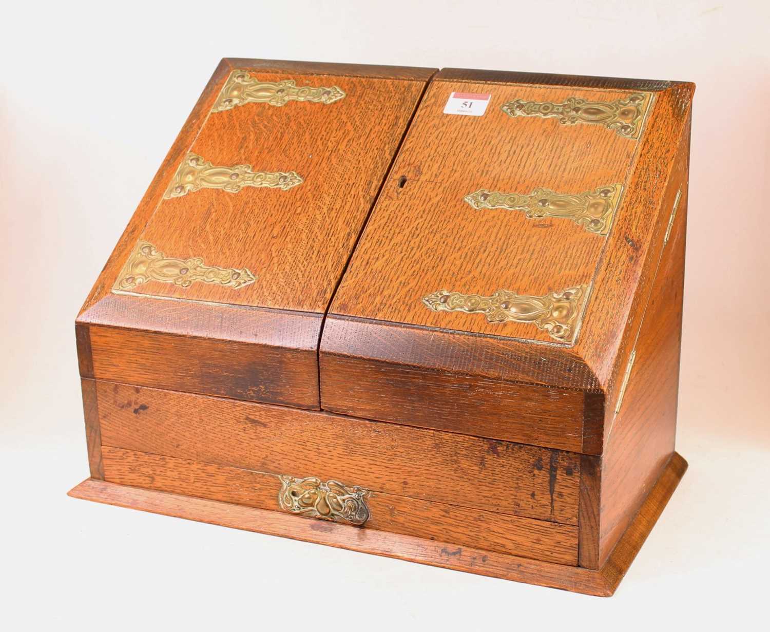 Lot 51 - An early 20th century oak stationery cabinet,...