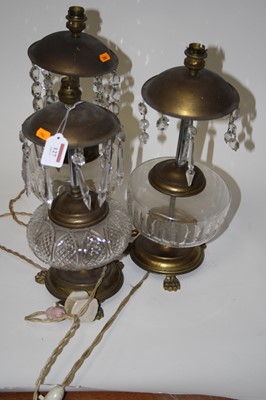 Lot 127 - A pair of table lamps, each having a domed top...