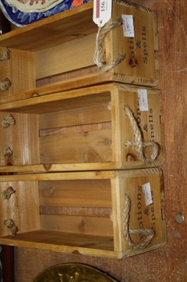 Lot 156 - Three modern pine crates with rope handles,...