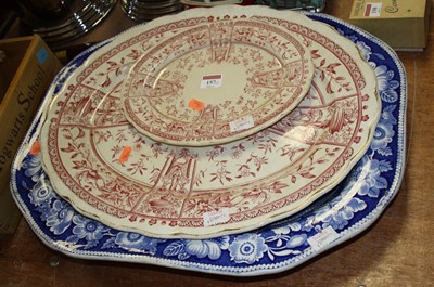 Lot 157 - A large Victorian blue and white meat plate,...