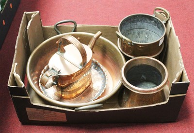 Lot 161 - A box of miscellaneous metalware to include a...