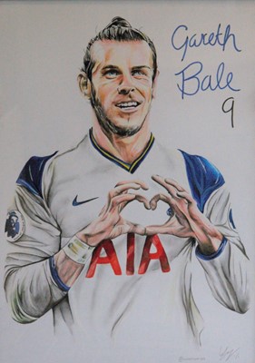 Lot 116 - Wilf Elliott: Original Gareth Bale artwork  ...