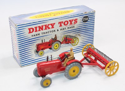 Lot 1801 - Dinky Toys No. 27AK farm tractor and hay rake...