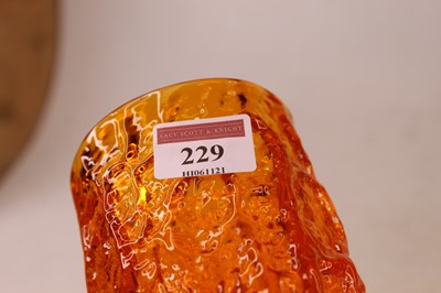 Lot 229 - A Whitefriars style orange tinted glass bark...