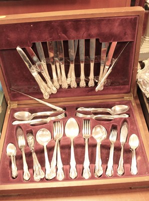 Lot 269 - A teak cased canteen of silver plated cutlery,...