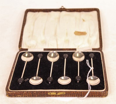 Lot 316 - A set of six George V silver coffee bean...