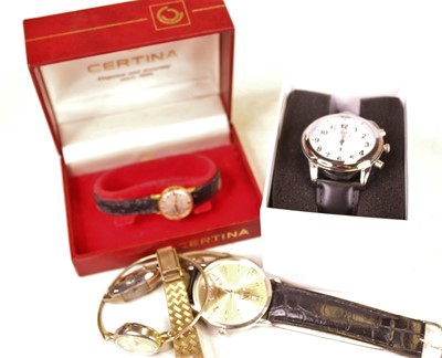 Lot 367 - A lady's Certina gold plated cased wristwatch,...