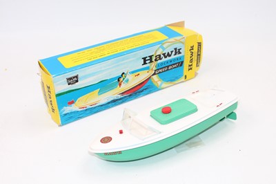 Lot 1427 - Sutcliffe 'Hawk' clockwork speed boat with...