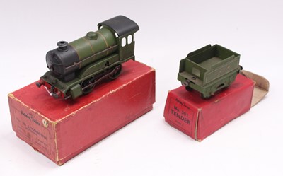 Lot 355 - Two Hornby clockwork 0-4-0 locos & tenders:...
