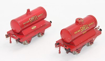 Lot 364 - Two early Hornby Shell Petrol tank wagons,...