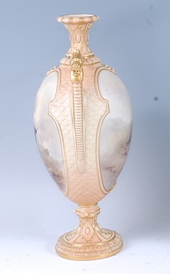 Lot 2032 - A Royal Worcester blush ivory vase, decorated...
