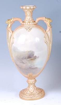 Lot 2032 - A Royal Worcester blush ivory vase, decorated...