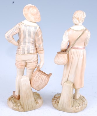 Lot 2041 - A pair of Royal Worcester blushware figures...
