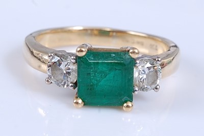 Lot 2299 - An 18ct yellow and white gold, emerald and...