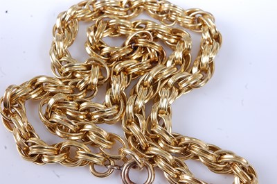 Lot 2313 - An 18ct yellow gold heavy rope style chain,...
