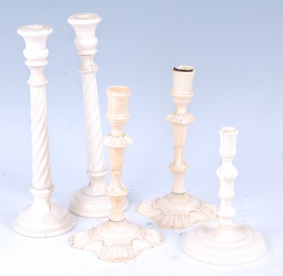 Lot 2429 - * A pair of 19th century turned ivory...