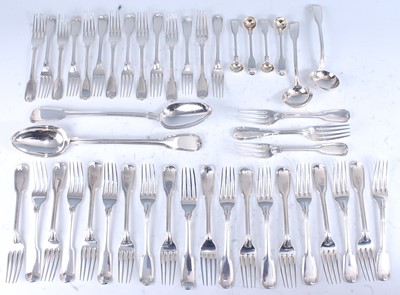 Lot 2087 - A harlequin suite of silver cutlery in the...