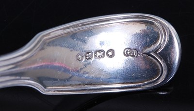 Lot 2110 - A Victorian silver sauce ladle, in the Fiddle...