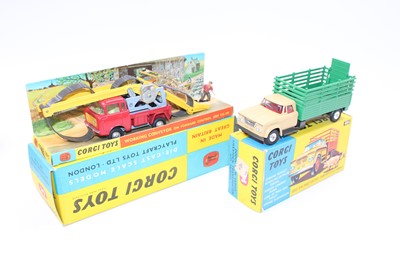 A small collection of Corgi Toys farm vehicles and accessories, comprising  a No. 54 Fordson 'Po