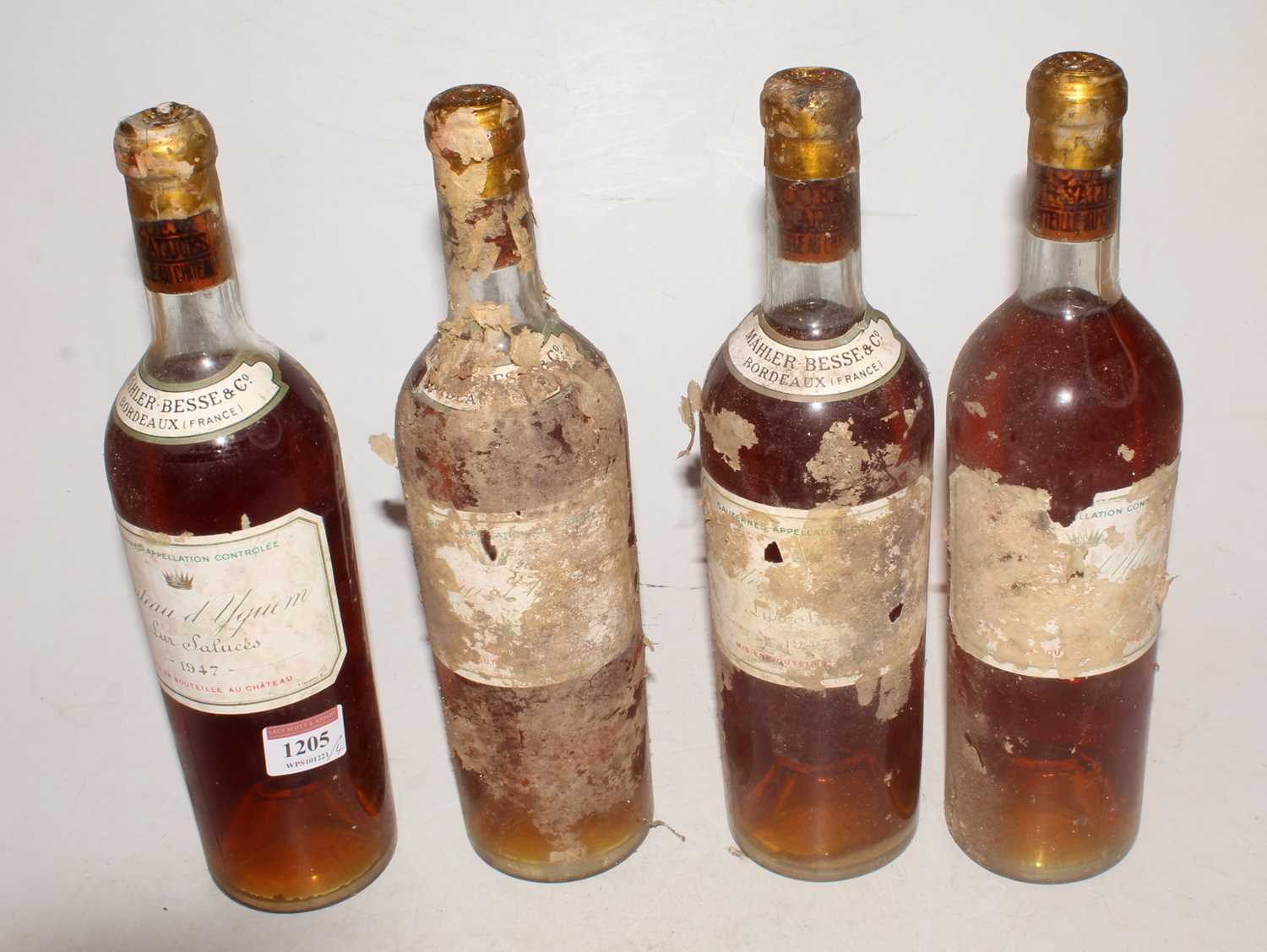 Lot 1205 - Château d'Yquem, 1947, Sauternes, four bottles