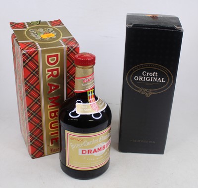 Lot 1509 - Drambuie liqueur, one bottle in carton; Croft...