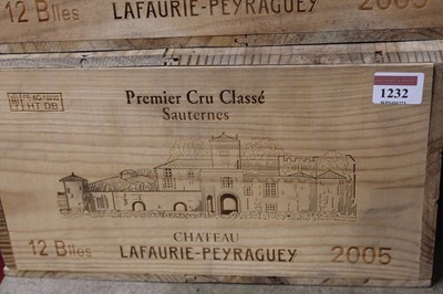 Lot 1232 - Château Lafaurie-Peyraguey, 2005, Sauternes,...