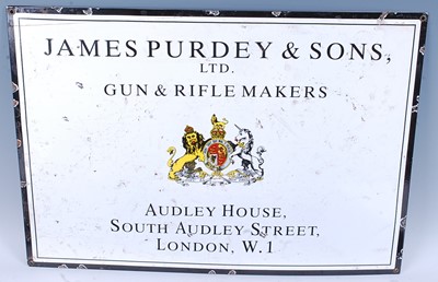 Lot 266 - An enamel advertising sign for James Purdey &...