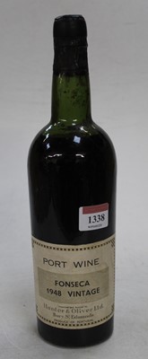 Lot 1338 - Fonseca vintage port, 1948, imported and...