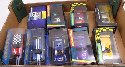 Lot 1454 - 9 boxed Scalextric slot car models to include,...