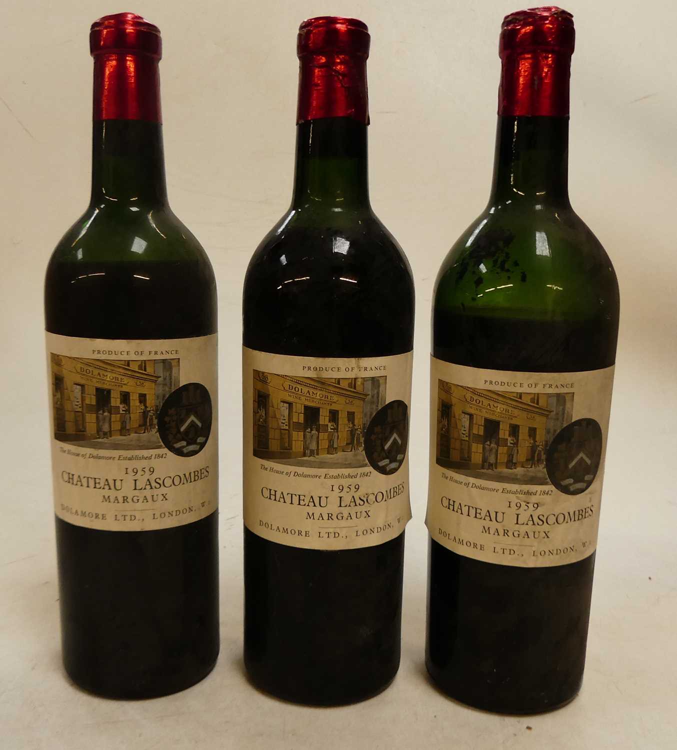Lot 1086 - Château Lascombes, 1959, Margaux, three bottles