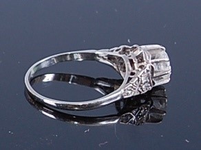 Lot 2183 - A white metal diamond single stone ring,...