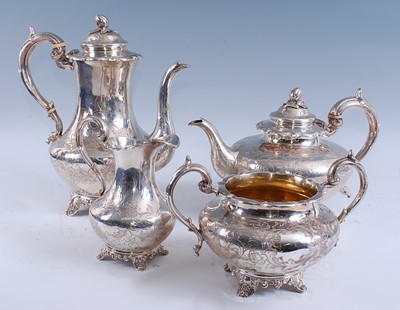 Lot 2085 - A Victorian silver four-piece tea set,...