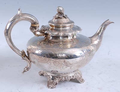 Lot 2085 - A Victorian silver four-piece tea set,...