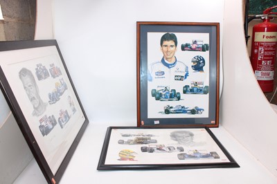 Lot 1482 - 3 various framed and glazed Formula 1 Pictures,...