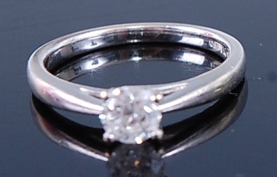 Lot 2321 - A 9ct white gold diamond single stone ring,...