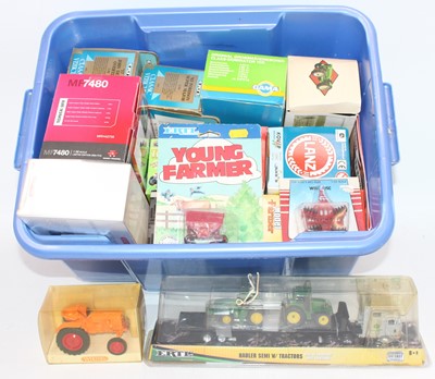 Lot 1574 - Box of various tractor diecast and implement...