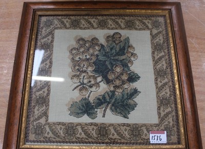Lot 1536 - A framed Flemish tapestry featuring grapes, 28...