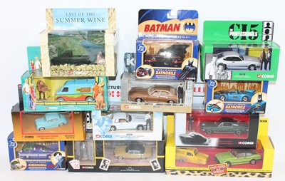 Lot 807 - 12 various boxed Corgi TV Related diecasts,...