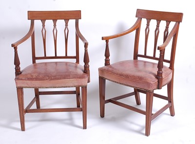 Lot 2631 - A pair of Regency mahogany elbow chairs, each...