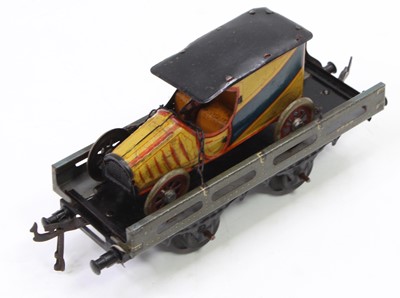 Lot 198 - Bing car carrier, black chassis, grey body...