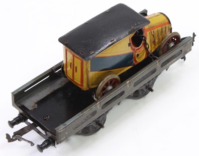 Lot 298 - Bing car carrier, black chassis, grey body...