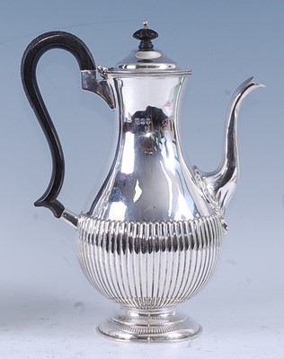 Lot 2072 - A Victorian silver coffee pot, of half-reeded...