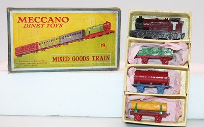 Lot 1050 - Dinky Toys pre-war No.19 Goods Train Set...