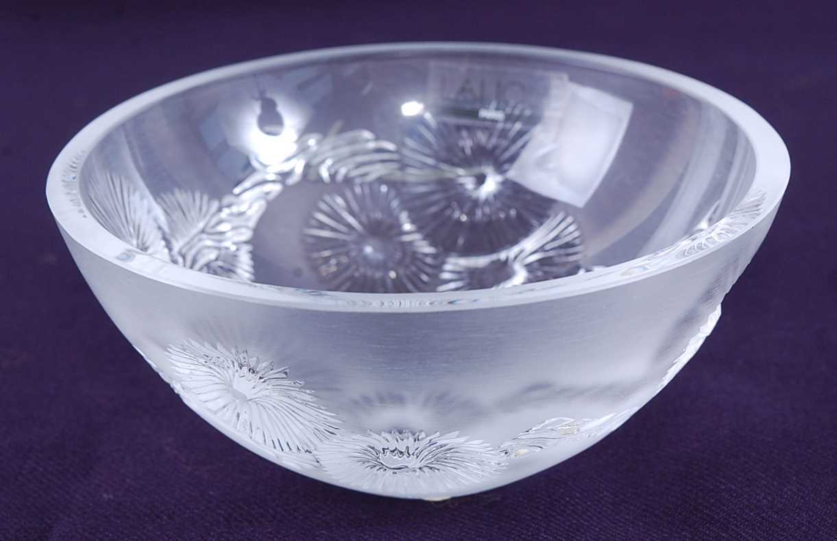 Lot 2064 - A Lalique crystal China Mood bowl, carved in...