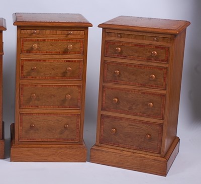 Lot 2611 - A pair of oak and burr oak bedside...