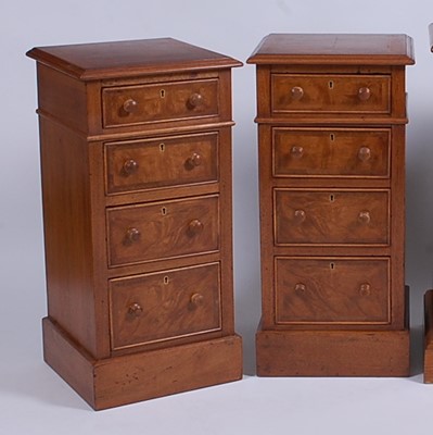 Lot 2610 - A pair of walnut and figured walnut four...