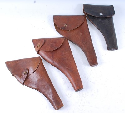 Lot 239 - A brown leather holster, probably for the Mk...