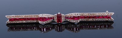 Lot 2352 - A French Art Deco platinum, ruby and diamond...