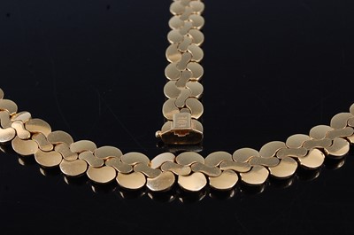Lot 2353 - A contemporary 18ct yellow gold necklace with...