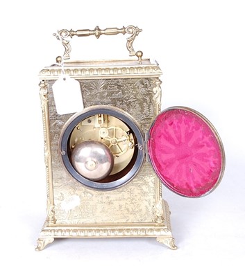 Lot 1 - A 19th century brass cased mantel clock, the...